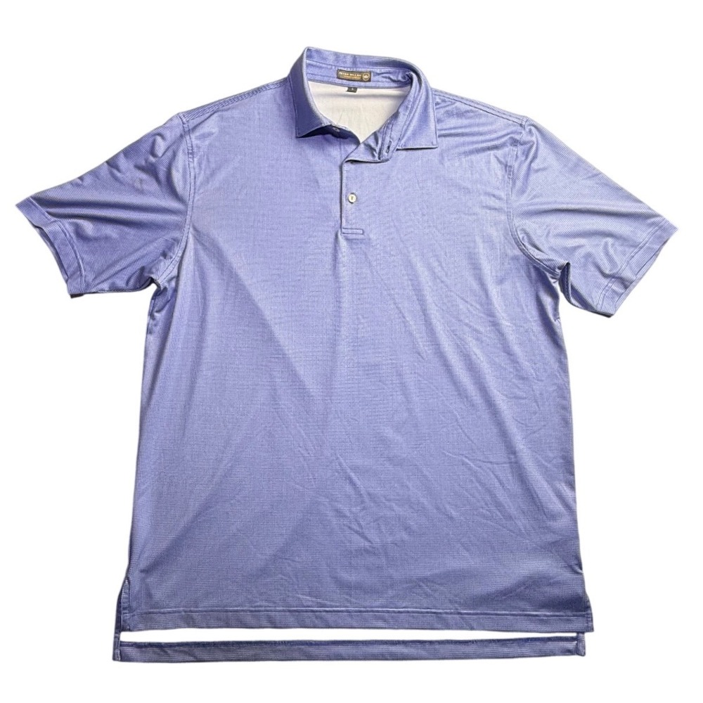 Peter Millar Summer Comfort Mens Large Purple Check Performance Polo Shirt-2328
